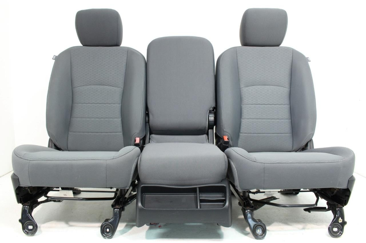 2009 - 2018 Dodge Ram 1500 2500 3500 Grey Cloth Bucket Seats Jump Seat Console