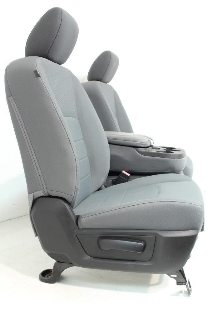 2009 - 2018 Dodge Ram 1500 2500 3500 Grey Cloth Bucket Seats Jump Seat Console
