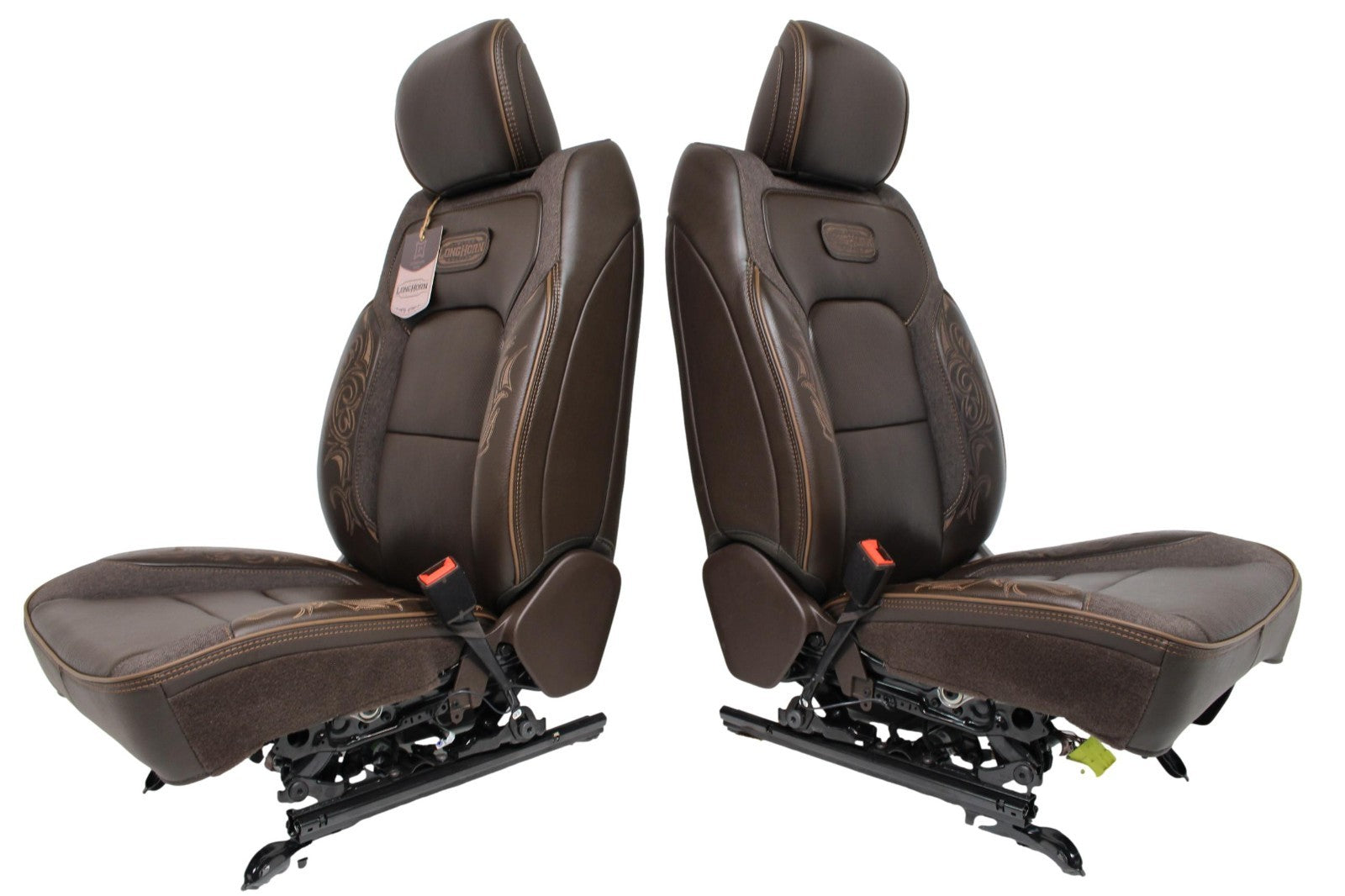 2019 - 2025 Ram 1500 Longhorn Saddle Leather Heated & Cooled Front Seats Takeout