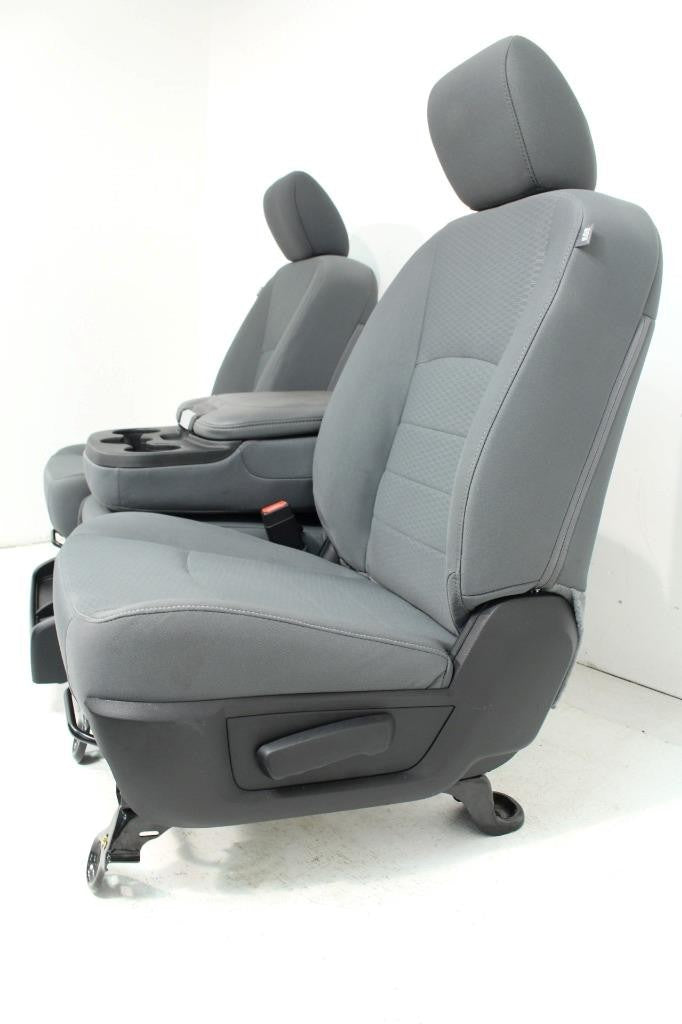 2009 - 2018 Dodge Ram 1500 2500 3500 Grey Cloth Bucket Seats Jump Seat Console