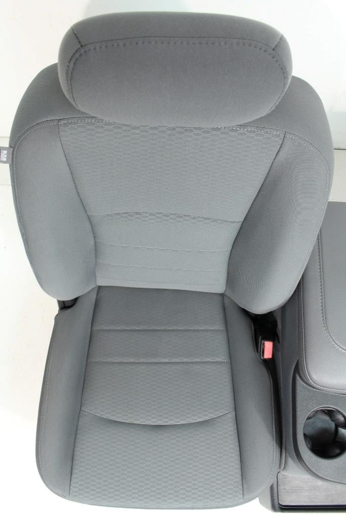 2009 - 2018 Dodge Ram 1500 2500 3500 Grey Cloth Bucket Seats Jump Seat Console