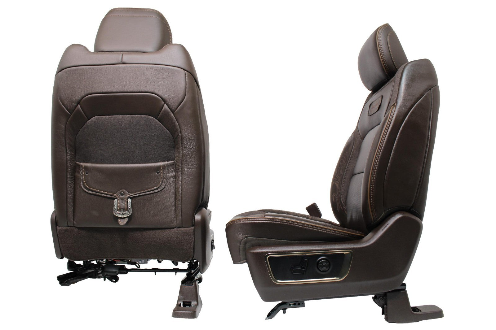 2019 - 2025 Ram 1500 Longhorn Saddle Leather Heated & Cooled Front Seats Takeout