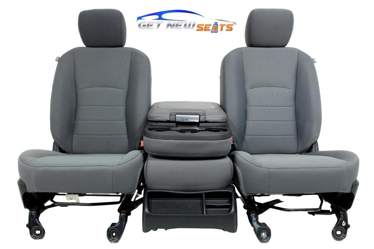 2009 - 2018 Dodge Ram 1500 2500 3500 Grey Cloth Bucket Seats Jump Seat Console