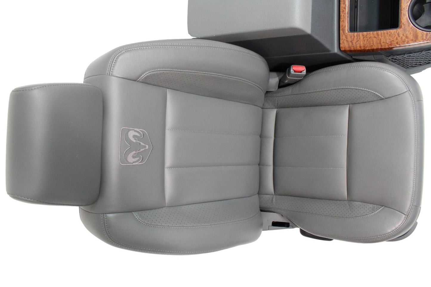 2002-2008 Dodge Ram Slate Gray Leather Seats & Woodgrain Business Console