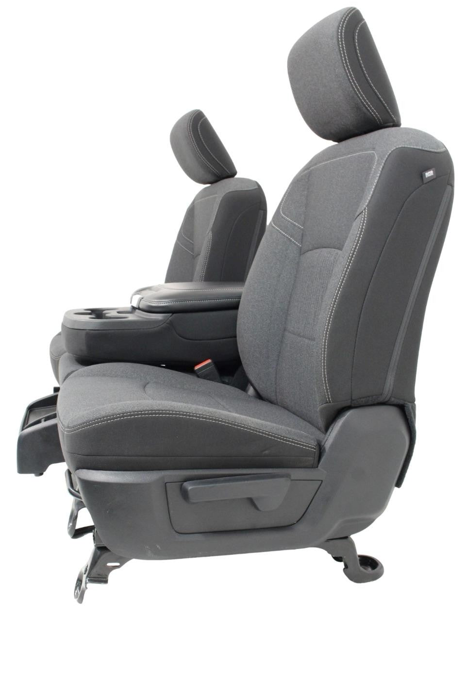 2002 - 2025 Dodge Ram Black & Gray Cloth Front Seats with Jump Seat Console