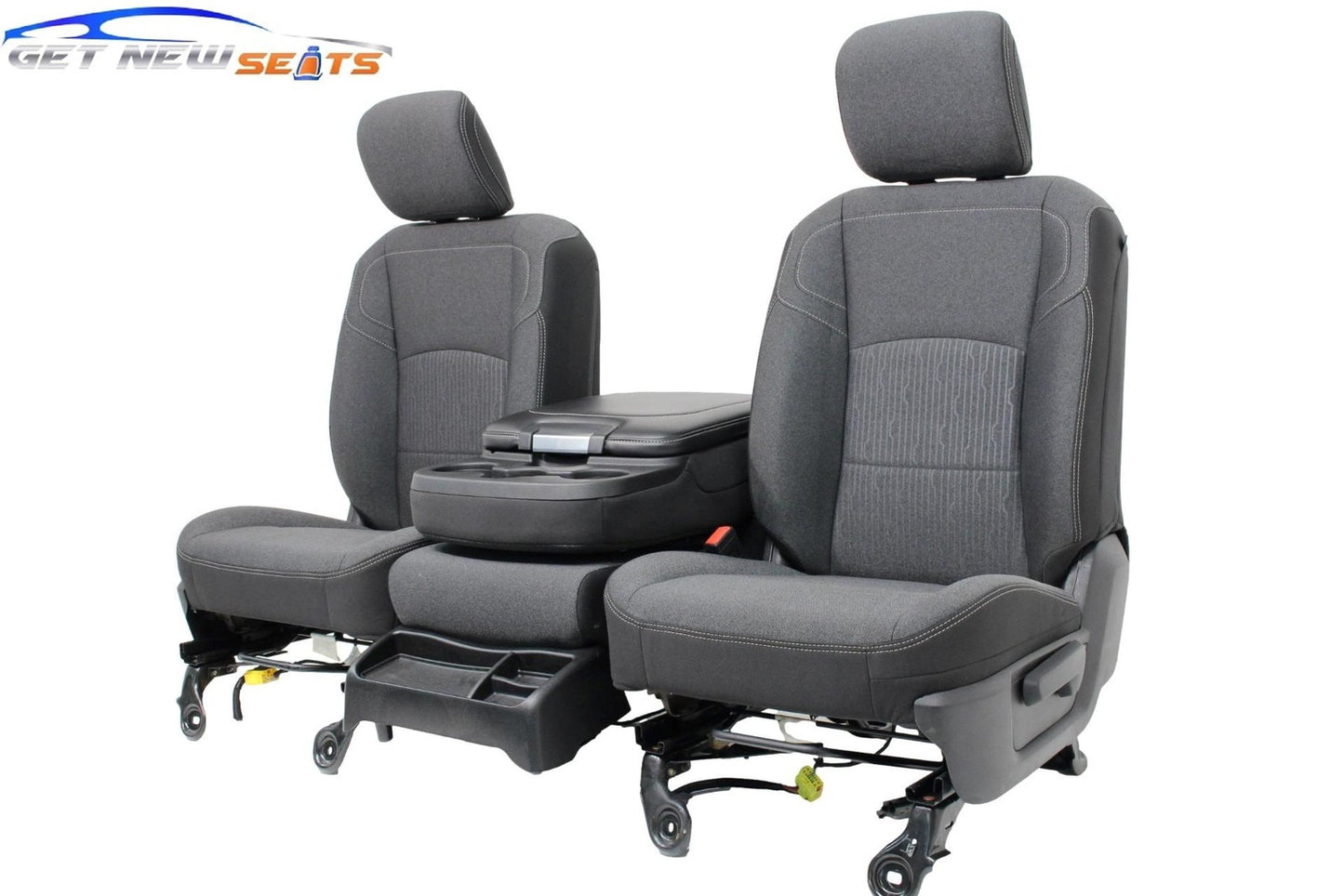 2002 - 2025 Dodge Ram Black & Gray Cloth Front Seats with Jump Seat Console