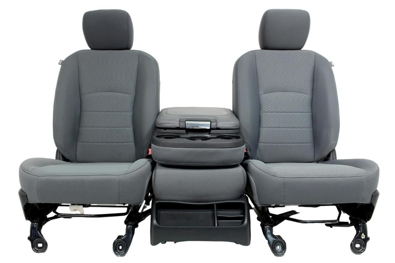 2009 - 2018 Dodge Ram 1500 2500 3500 Grey Cloth Bucket Seats Jump Seat Console