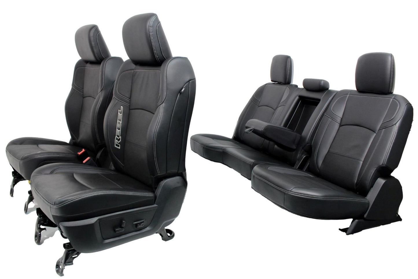 2009-2024 Dodge Ram Rebel Black Leather Heated & Cooled Front and Rear Seats