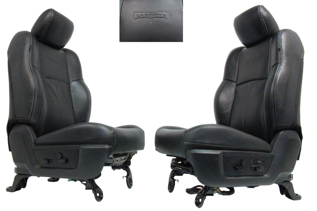 2002 - 2018 Ram Front Seats, Laramie Black Leather Heated Cooled w/ Memory