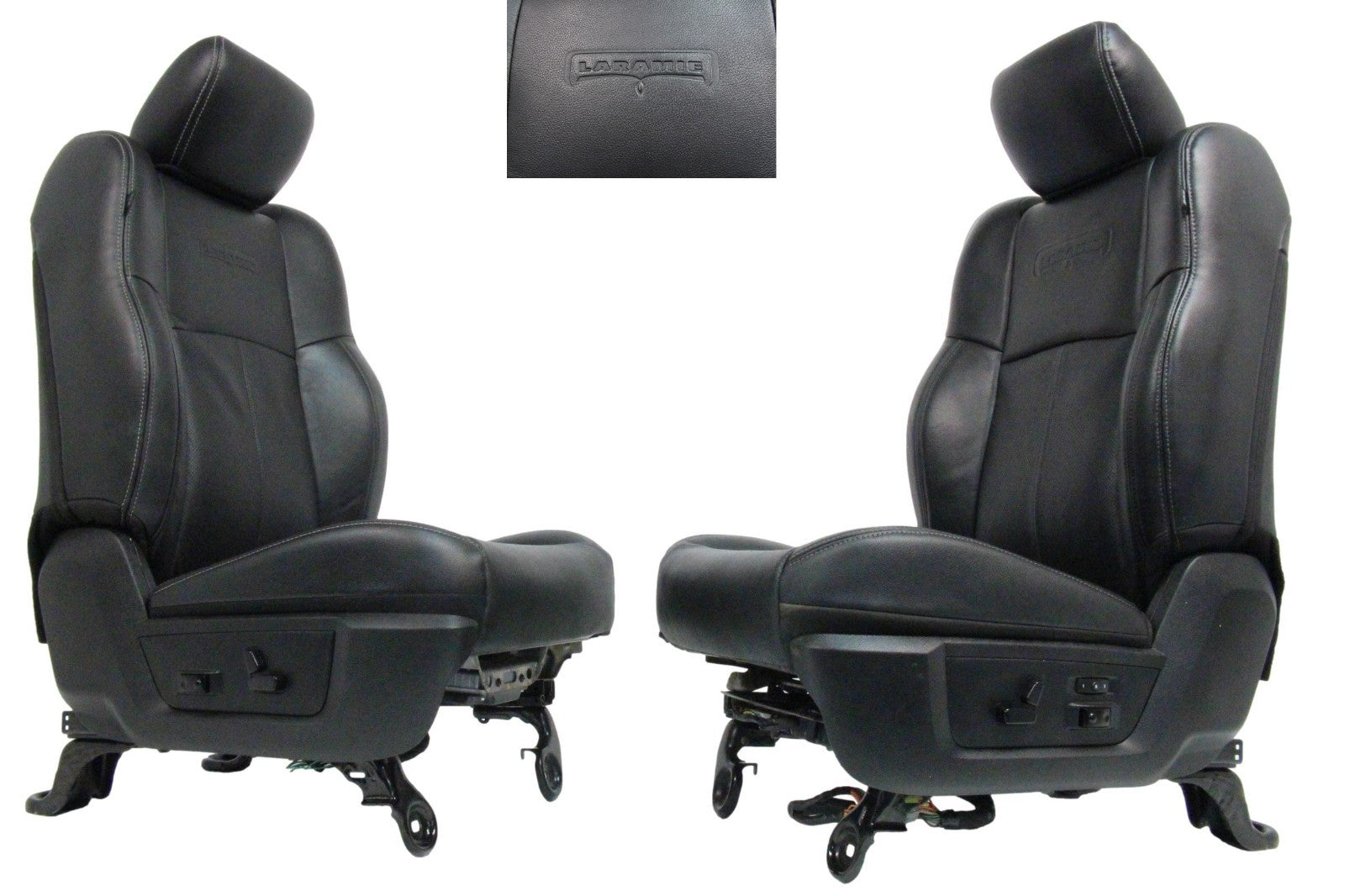 2002 - 2018 Ram Front Seats, Laramie Black Leather Heated Cooled w/ Memory