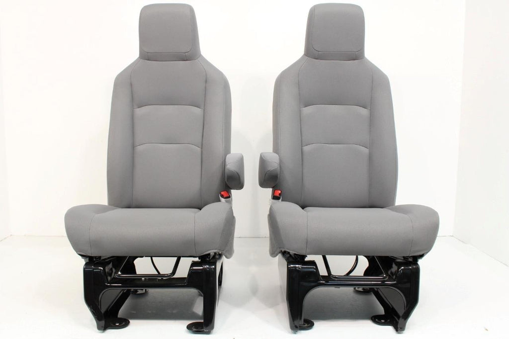 Ford Econoline Front Bucket Seats, Gray Cloth w/ Folding Armrests, Fits 1997+