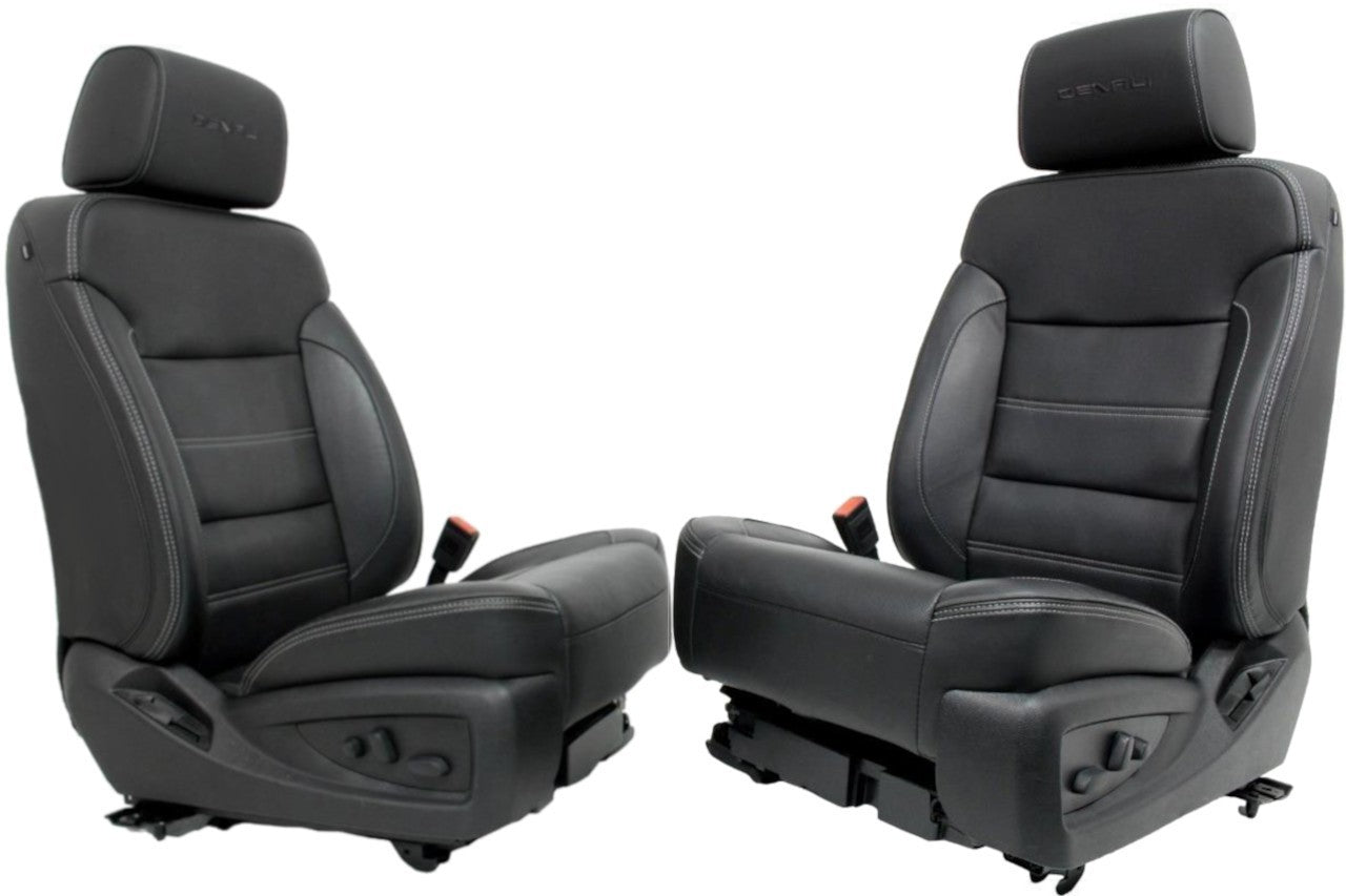 2018-2020 GMC Yukon Denali Front Seats, OEM Black Leather Heated Ventilated Cool