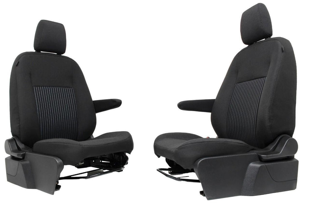 2015 - 2026 Ford Transit Seats, Black Charcoal Cloth Manual w/ Dual Armrests