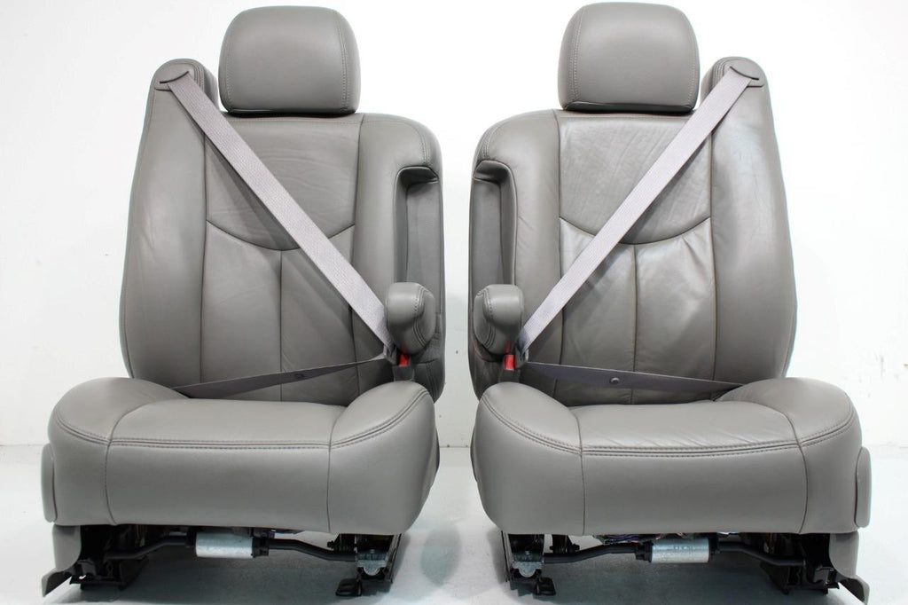 99-06 Chevy Silverado Sierra Tahoe Yukon Seats, Pewter Gray Leather Power Heated