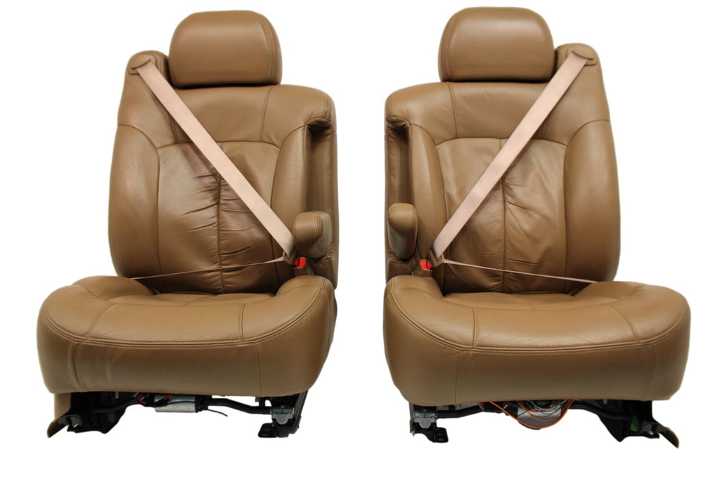 1999 - 2002 Chevy Silverado Sierra Bucket Seats, Oak Tan Leather Power Heat