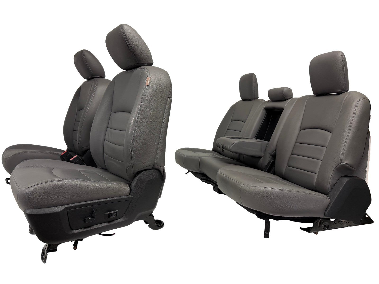 2009 - 2018 Dodge Ram Seats Set Crew Cab, Alea Gray Leather w/ OEM Power Driver