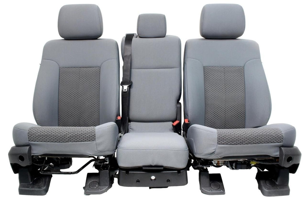 1999 - 2016 Ford Super Duty Front Seats, XLT Steel Gray Cloth Power w/ Jumpseat