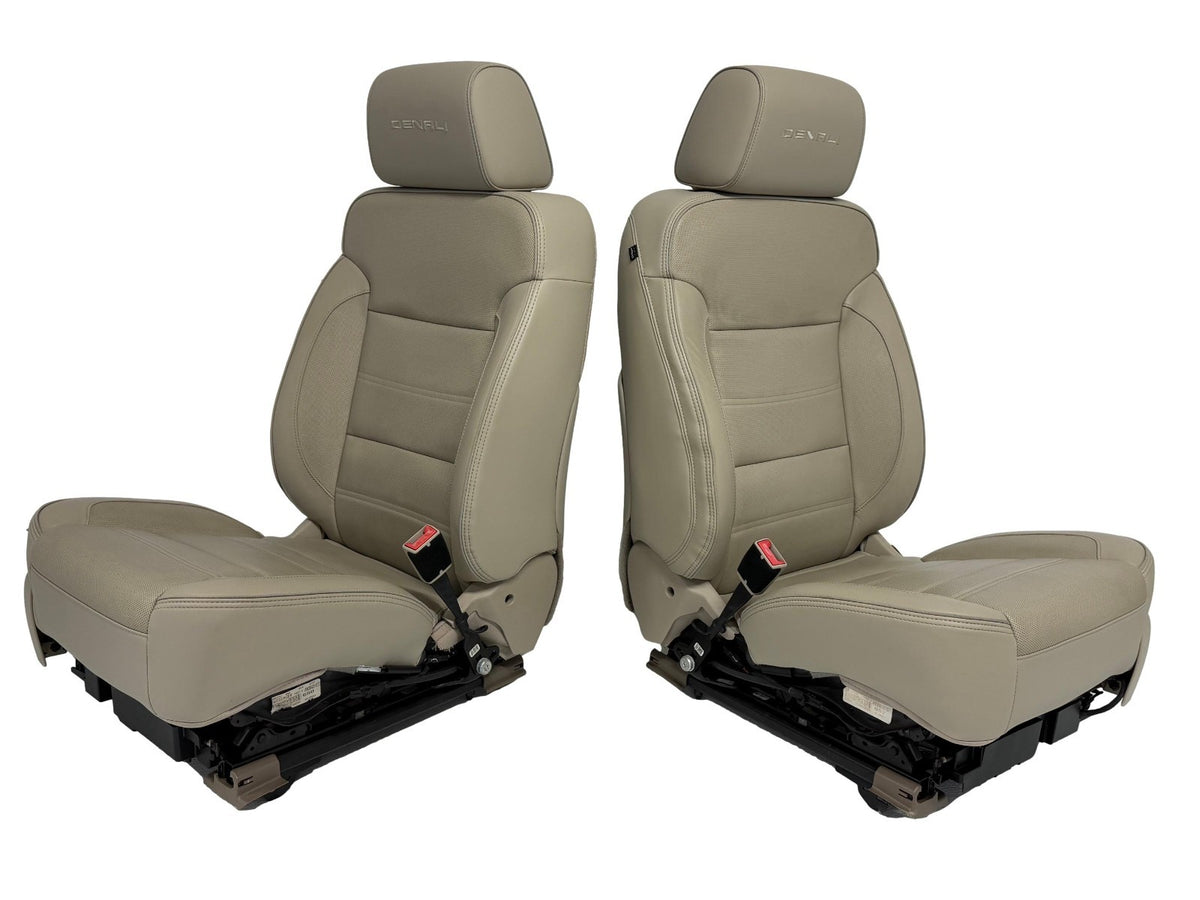 2015 - 2016 GMC Yukon Denali Front Seats, Shale Leather Heated Cooled, Fits OBS