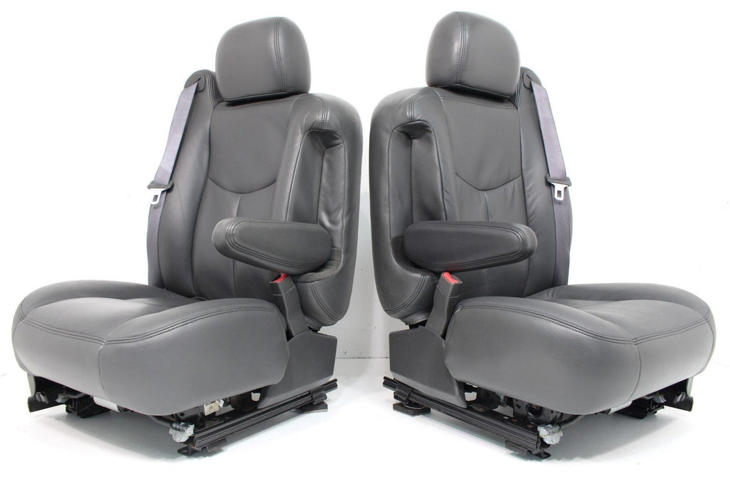 99-06 Sierra Silverado Front Seats, Dark Pewter Leather, Power Lumbar Bolster
