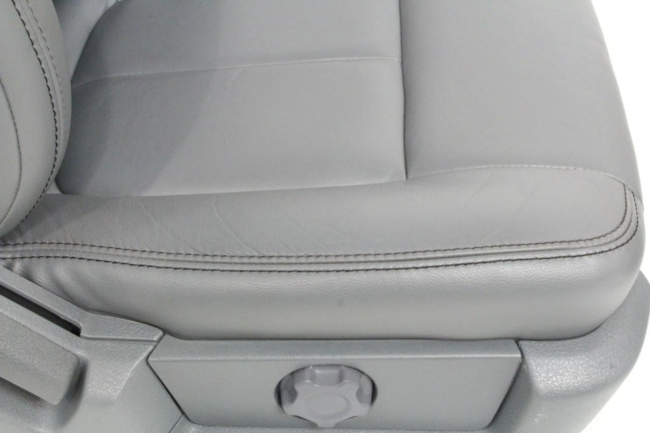 2009 - 2014 Ford F150 Front Seats, XLT Steel Gray Leather w/ Power Driver Seat