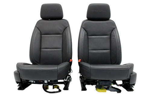 2019 - 2026 Chevy Silverado GMC Sierra Denali Seat Set, Crew Cab Black Leather