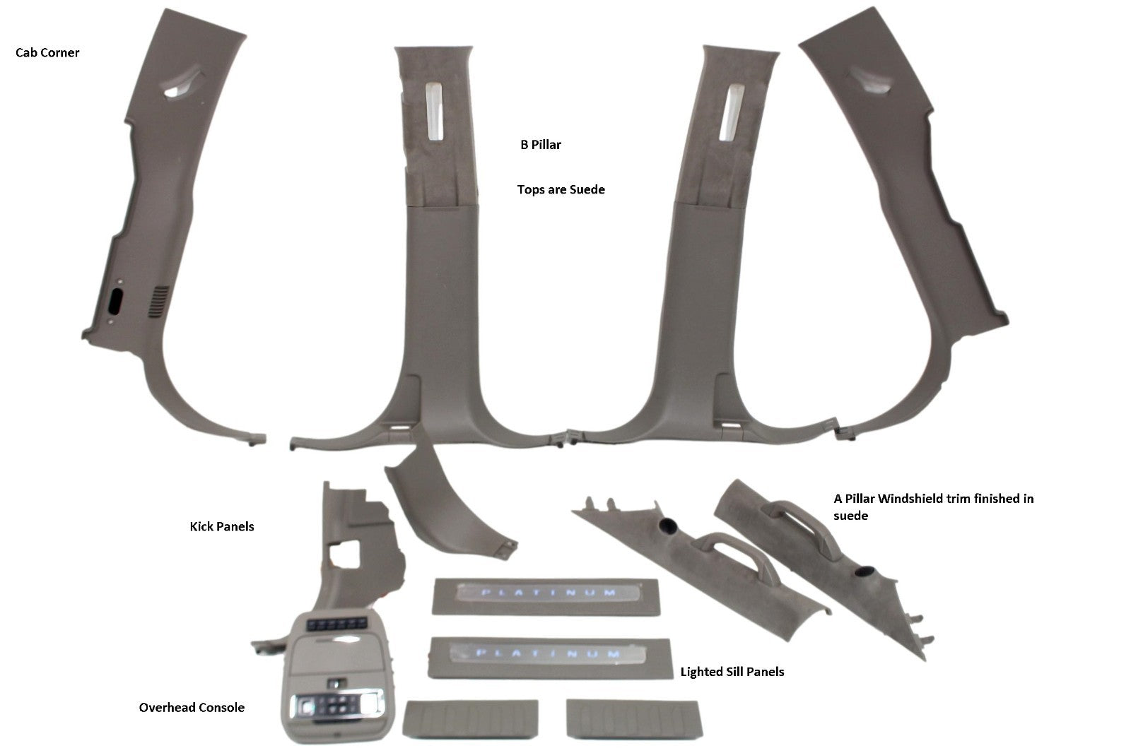 2026 Ford F250 F350 Platinum Plus Complete Leather Interior, Smoked Truffle 703A