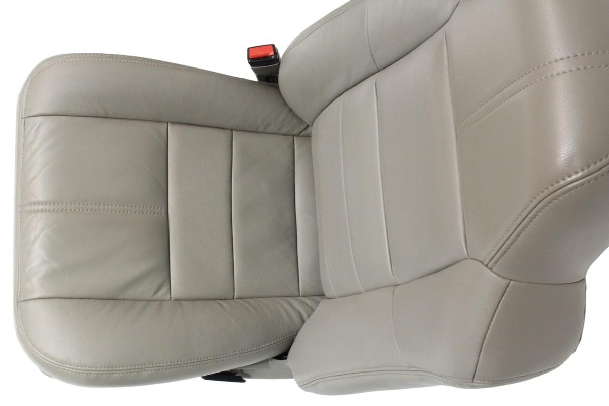 2008-2010 Ford Super Duty Front Seats, Power Stone Gray Leather Lumbar OEM