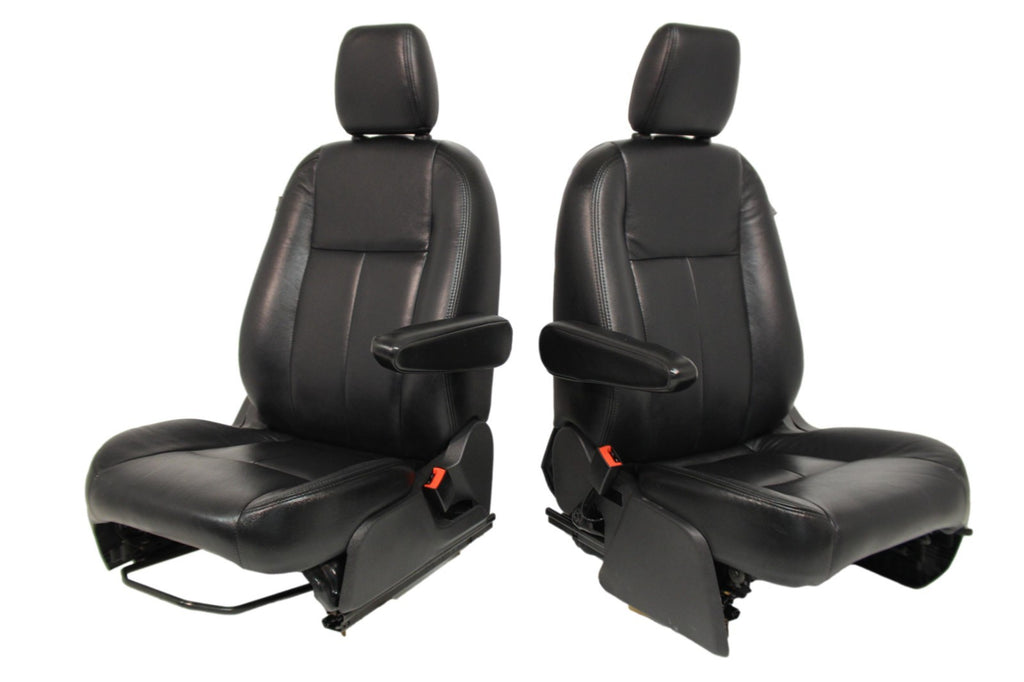 2015 - 2026 Ford Transit Front Seats, Black Leather w/ Heated Power Driver Seat