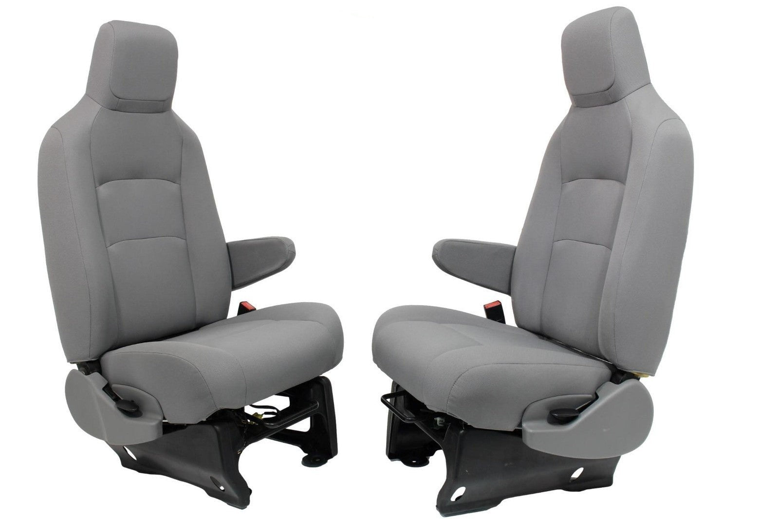 Ford Econoline Front Bucket Seats, Gray Cloth w/ Folding Armrests, Fits 1997+