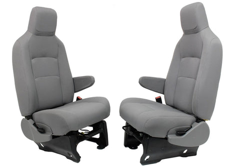 Ford Econoline Front Bucket Seats, Gray Cloth w/ Folding Armrests, Fits 1997+