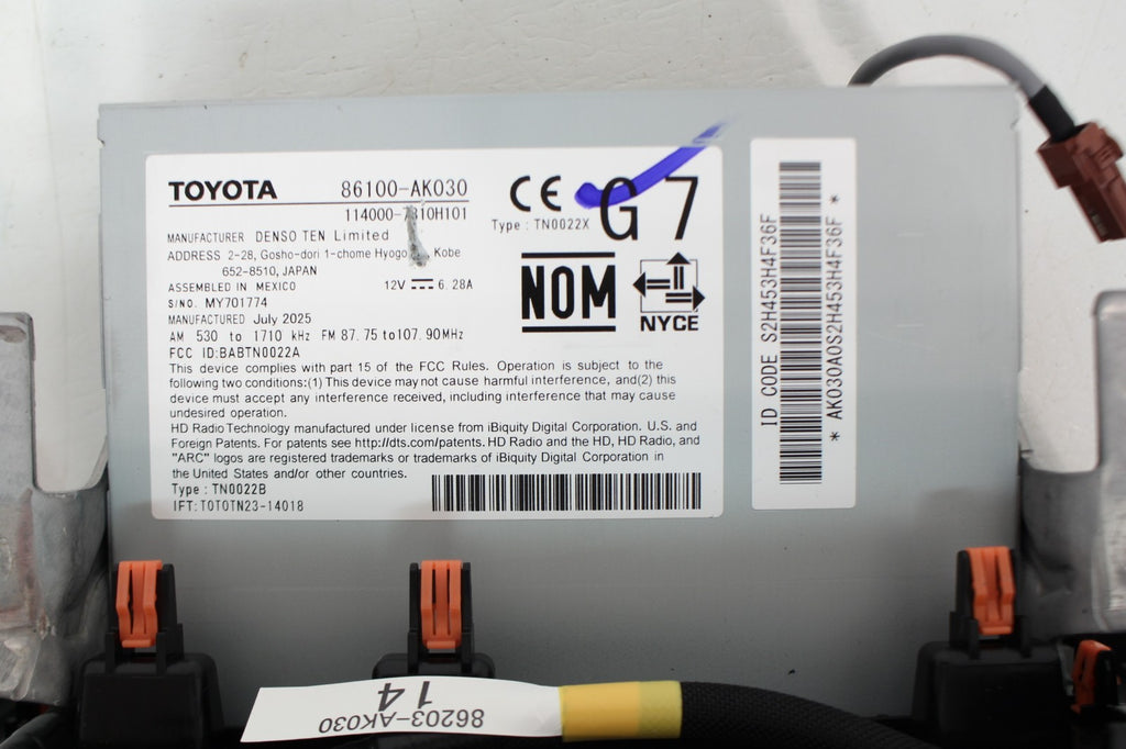 2024 - 2025 Toyota Tacoma 14" Receiver, Radio & Nav w/ Volume Knob 86100-AK030