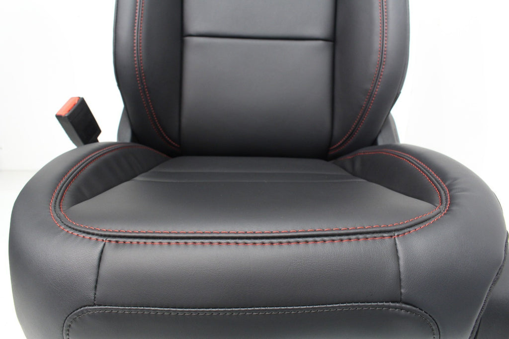 2018 - 2026 Jeep Wrangler Seats Set, JKU 4Dr Rubicon Black Nappa Leather w/ Red