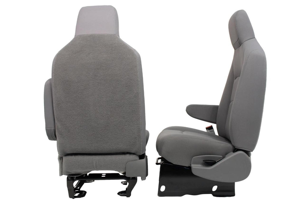 Ford Econoline Front Bucket Seats, Gray Cloth w/ Folding Armrests, Fits 1997+