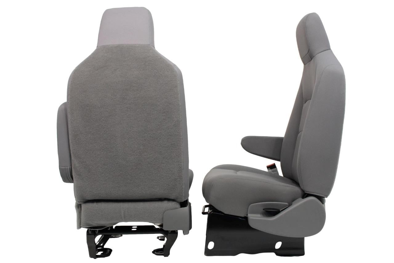 Ford Econoline Front Bucket Seats, Gray Cloth w/ Folding Armrests, Fits 1997+