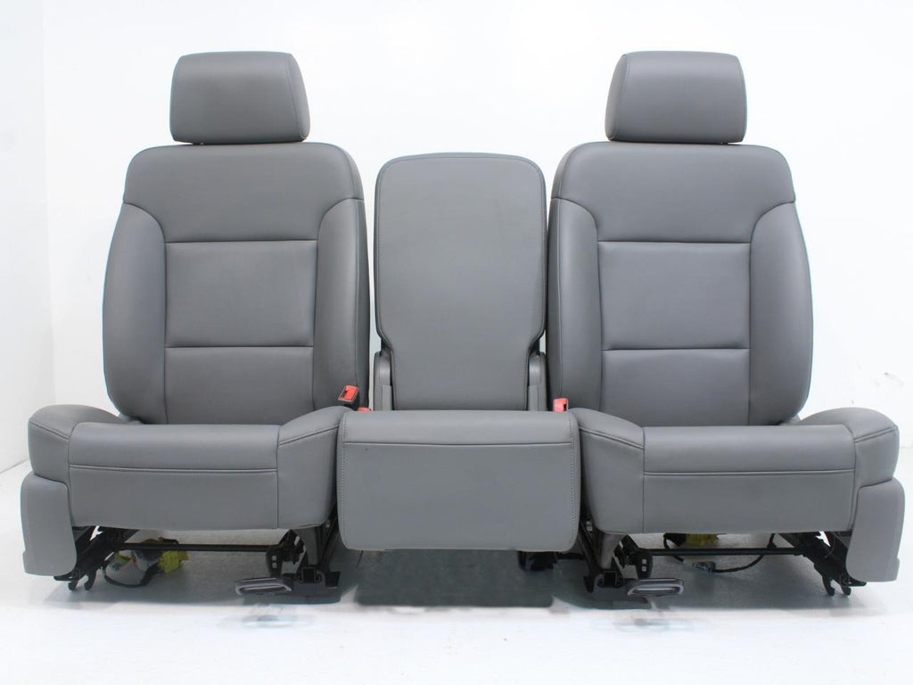 2014 - 2019 Sierra Chevy Silverado Front Seats Set, Work Truck Bench Gray Vinyl