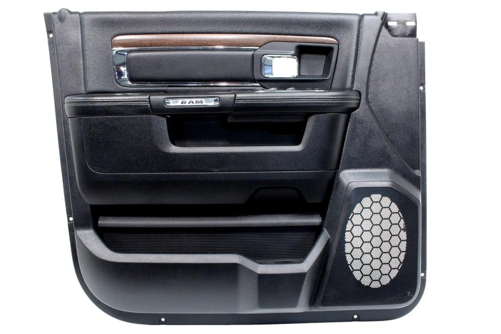 2013-2018 Ram Crew Cab Door Panel Set, Laramie Black Leather & Wood w/ Switches