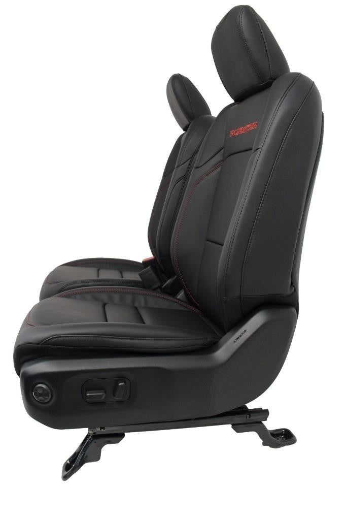 18 - 26 Jeep JL JLU JT Wrangler Front Seats, Rubicon Black Nappa Leather w/ Red