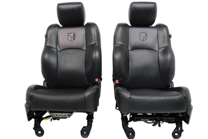 09-18 Dodge Ram 1500 2500 Quad Cab Seats Heated Ventilated Leather Set Black