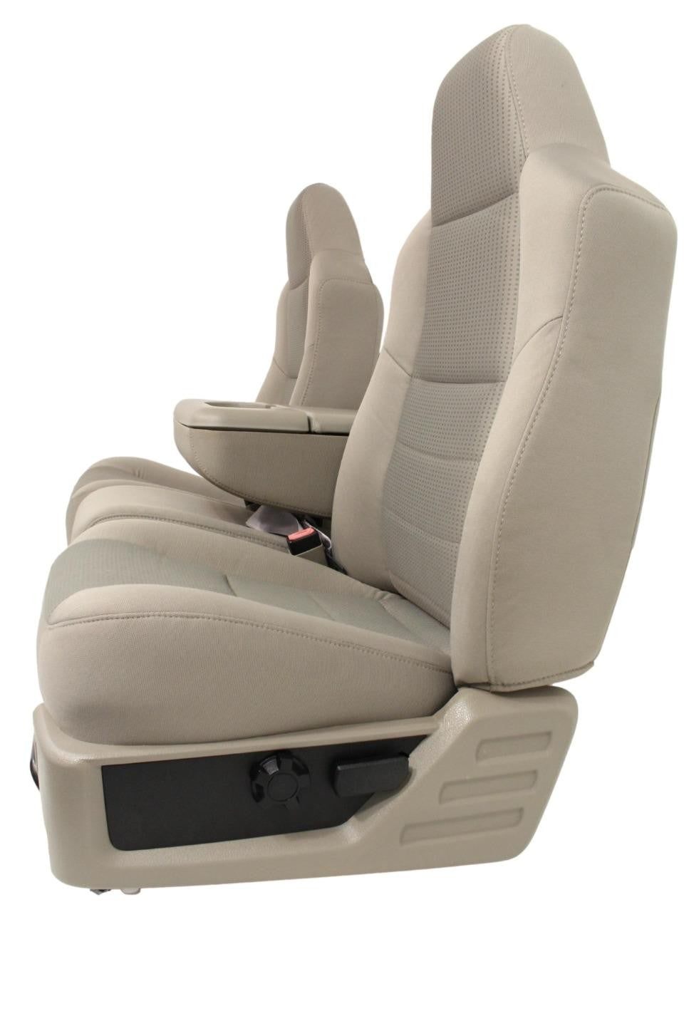 1999-2010 Ford Super Duty Stone Gray Cloth Bucket Seats with Folding Jump Seat
