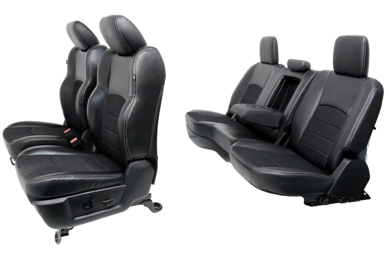 2002 - 2018 Dodge Ram Seats Set, Crew Cab, Sport Black Leather Powered Heated