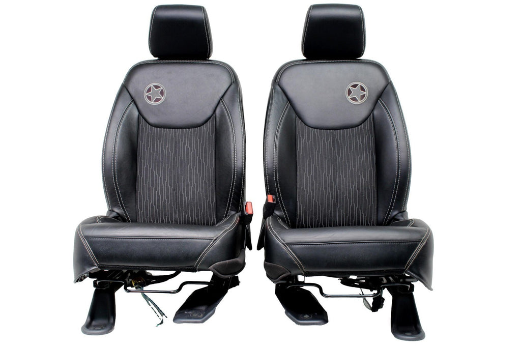 2007 - 2018 Jeep Wrangler JKU Seats Set, Oscar Mike Black Leather Freedom Edtn
