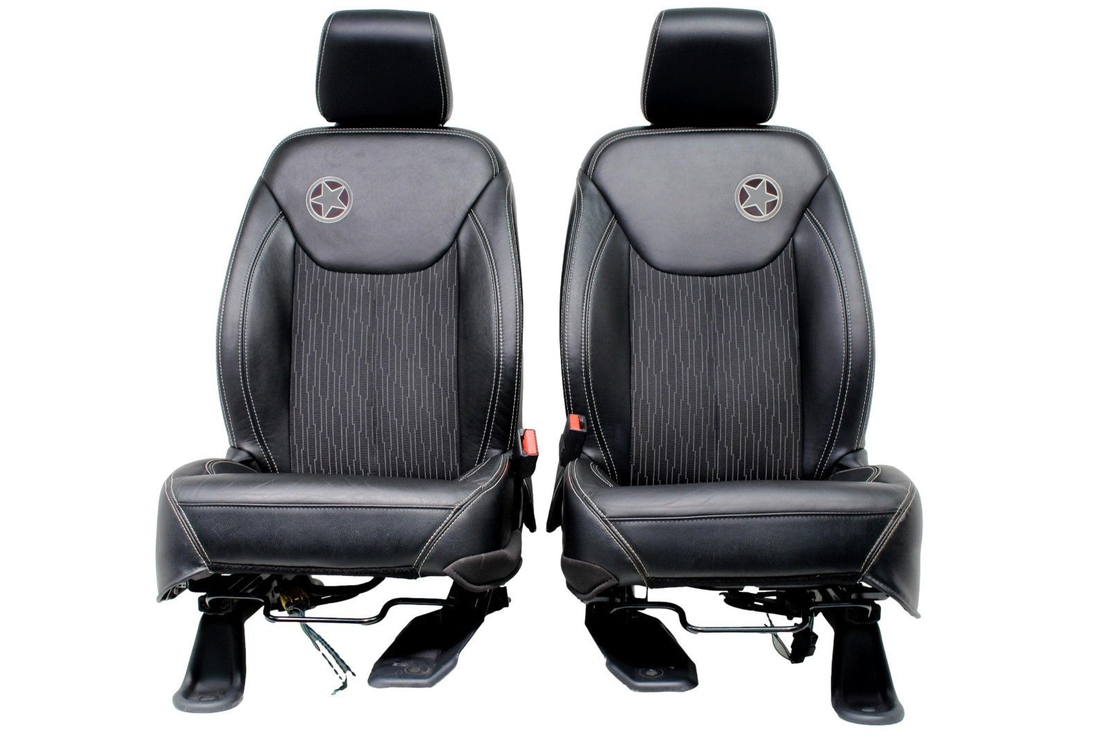 2007 - 2018 Jeep Wrangler JKU Seats Set, Oscar Mike Black Leather Freedom Edtn