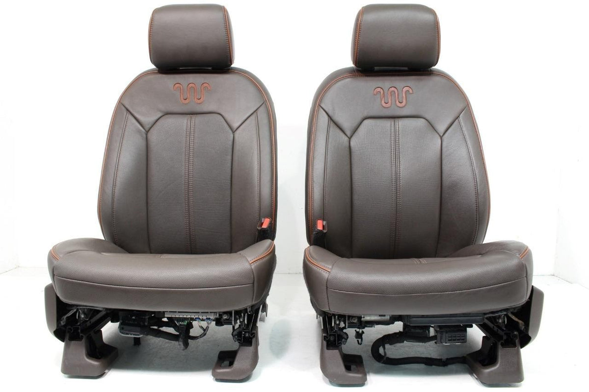 Java Leather King Ranch 2015-2022 Ford F150 Super Duty Seats Set, King Ranch Java Brown Leathe ...