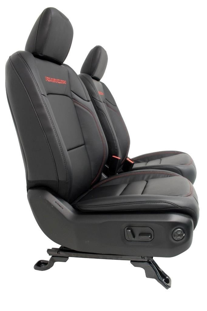 18 - 26 Jeep JL JLU JT Wrangler Front Seats, Rubicon Black Nappa Leather w/ Red