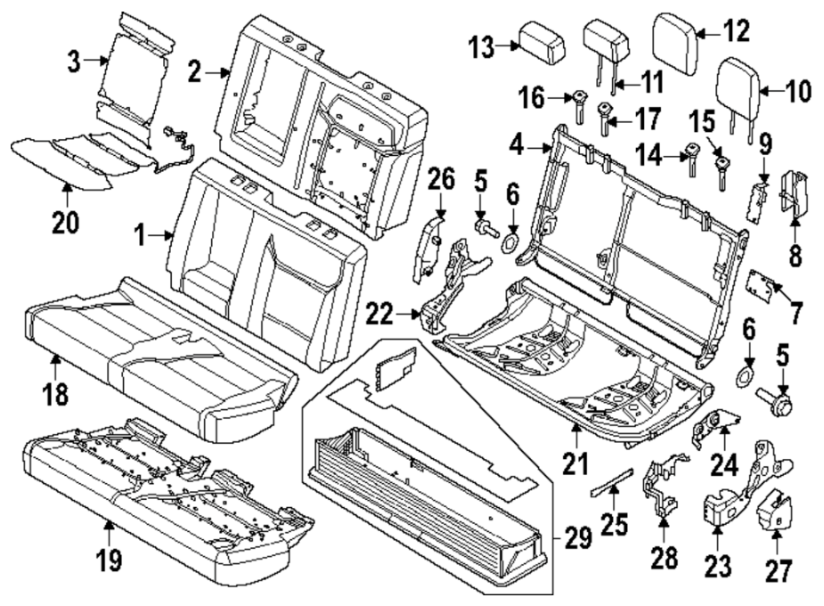 2023-2026 OEM Ford Super Duty Rear Seat Cargo Storage Bin PC3B-26310B17-AA