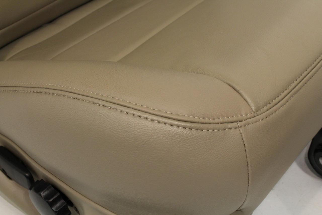 99-10 Ford F250 F350 Excursion Seats Tan Leather Power Front Bench Super Duty