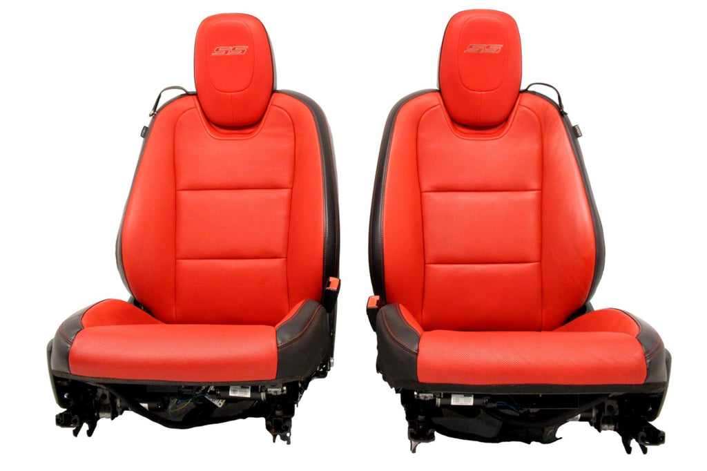 2010 - 2015 Chevrolet Camaro SS Seats Set, Inferno Orange Leather Heated 2SS