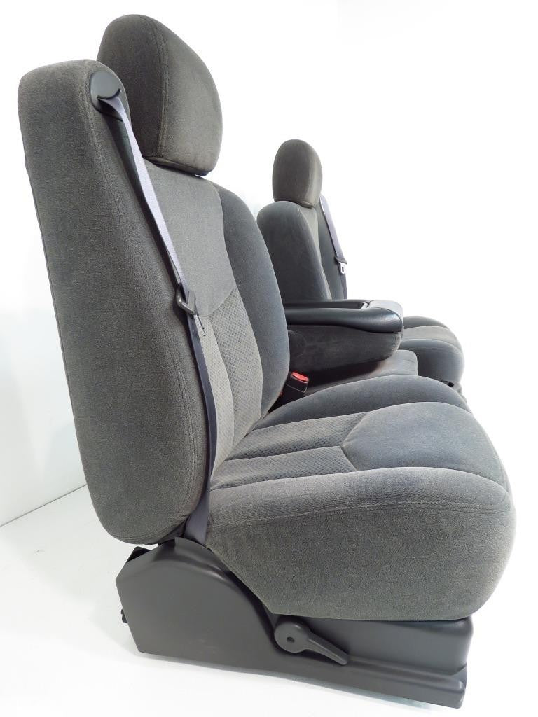 1999 - 2006 GM Sierra Silverado Front Seats Set, Manual Dark Gray Cloth 40-20-40