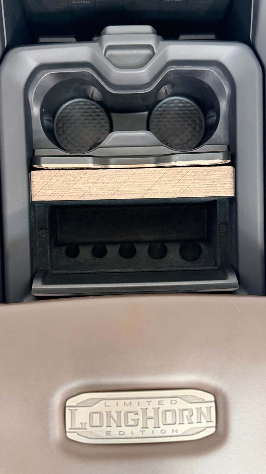 2019 - 2026 DT Ram 1500 Center Console, Brown Leather LONGHORN Wireless Charging