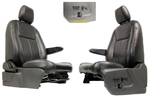 2015 - 2026 Ford Transit Front Seats, Black Leather w/ Heated Power Driver Seat